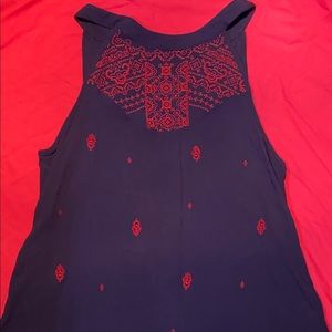 Xhilaration Size s Embroidered Sleeveless Tassel Neck Tie Blouse